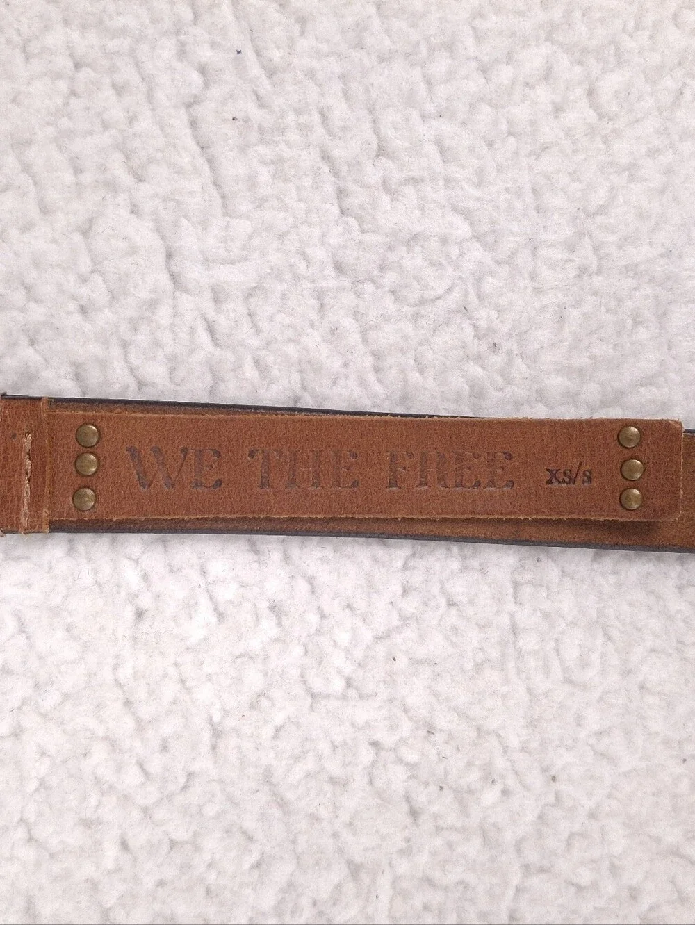 Free People We The Free Parker Leather Belt Cognac boho artsy geometric brown